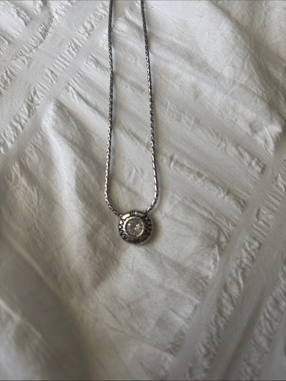 Brighton Silver Reversible Pendant Necklace with Clear Crystal & Topaz Crystal